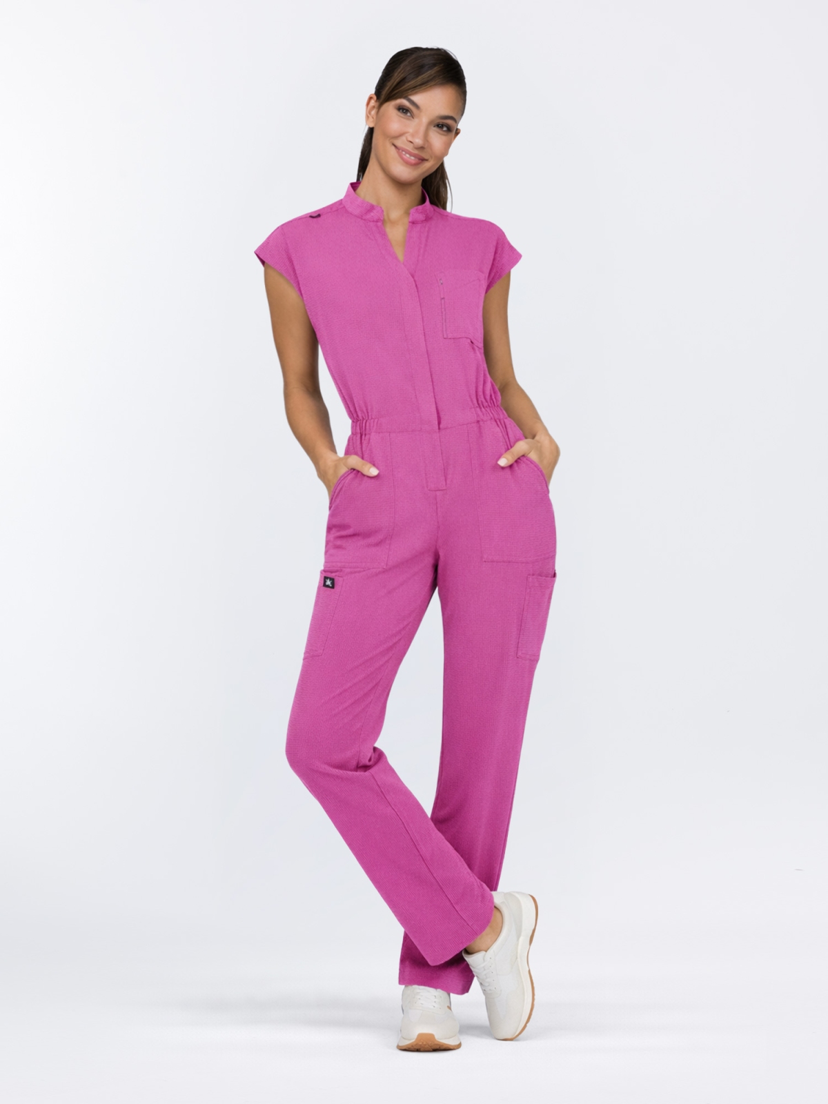 Medical jumpsuit for Women, Solis x Koi Anja Hibiscus